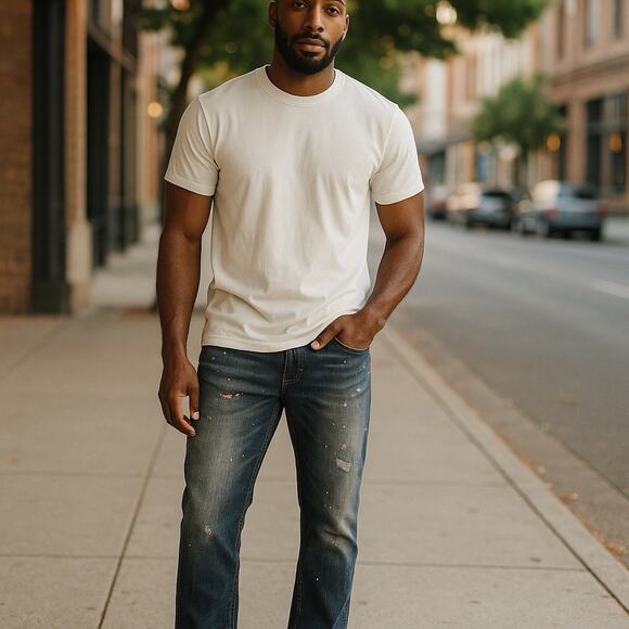 RS7 royal 7even mens 100% authentic size 34/32 long Stretch jeans Blue Faux Torn - Picture 10 of 10